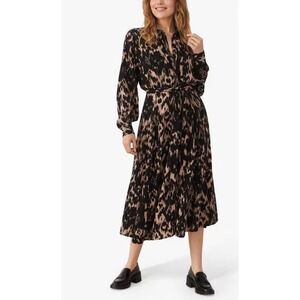 Part Two Stockholm Romy Ecovero Viscose Midi Tie Waist Black Ikat Shirt Dress M